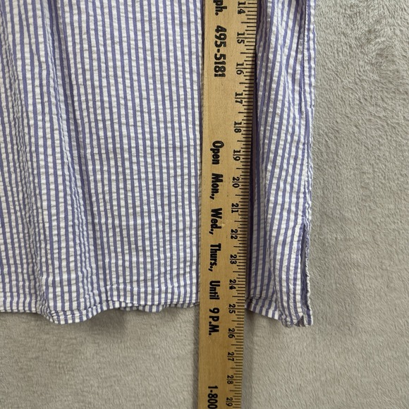 Liz Claiborne Seersucker Blouse Sz XXL Blue Stripe Bell Sleeve Peasant Resort - Picture 5 of 7